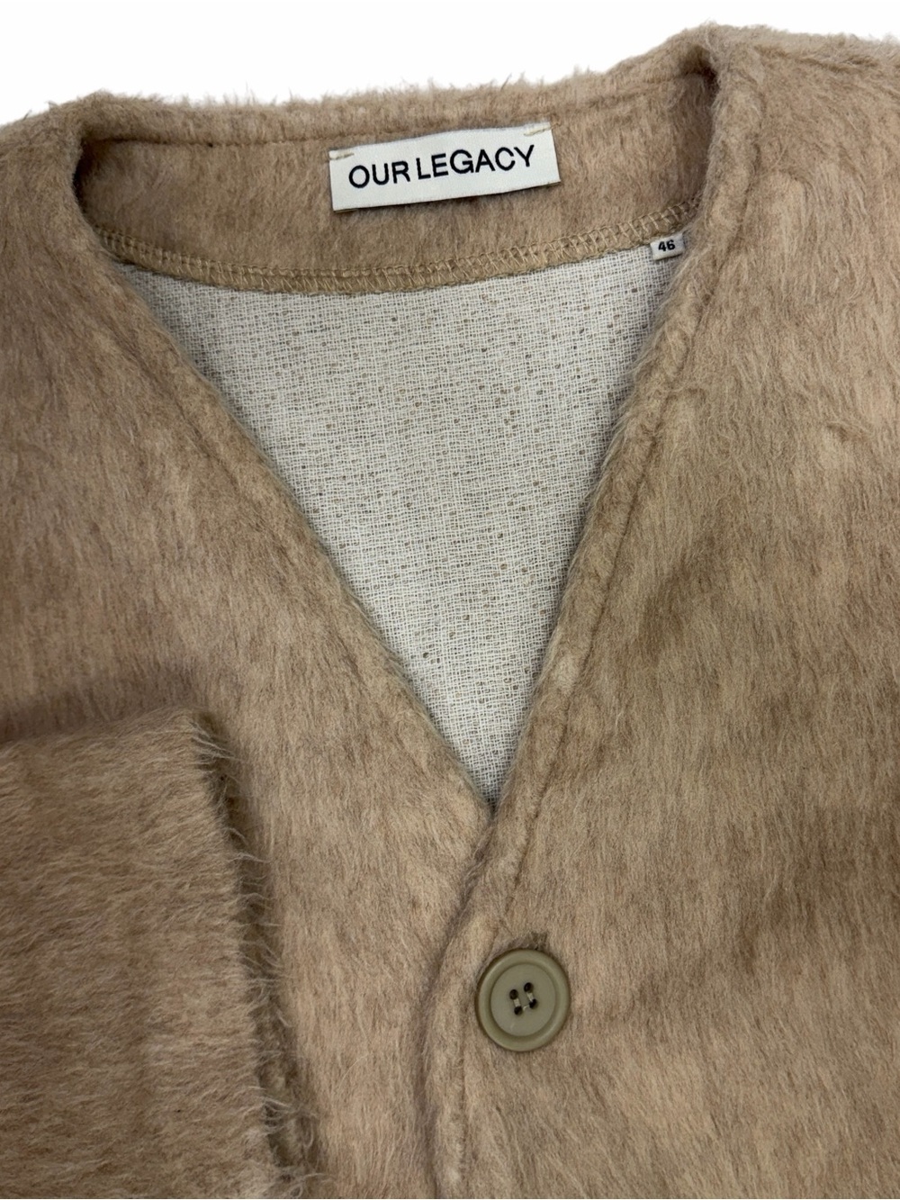 Our Legacy Sweater Small 46 Beige Antique Wool Mohair Cardigan Oversized Relaxed